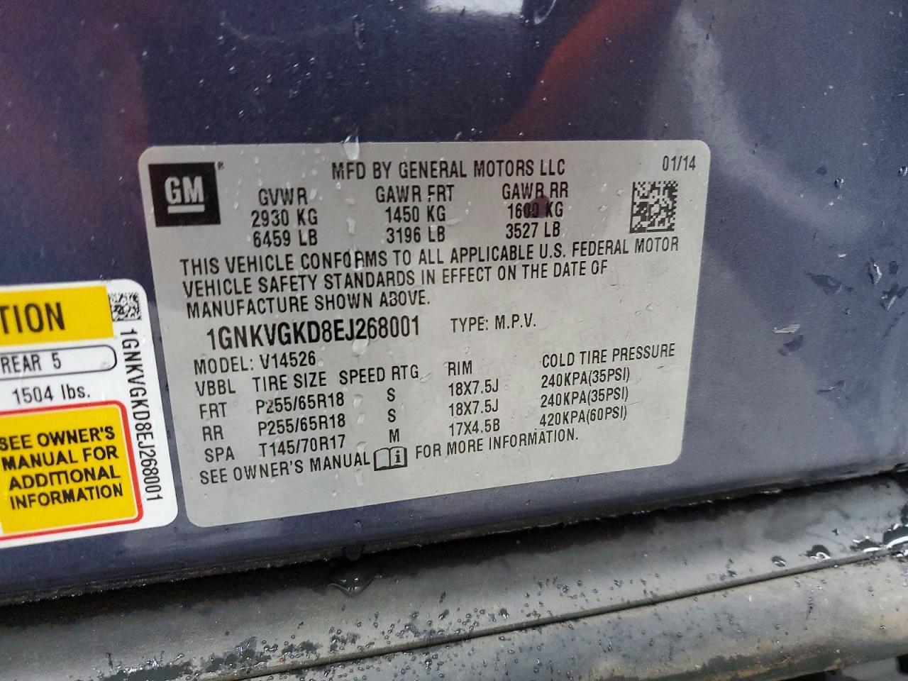 2014 Chevrolet Traverse Lt - zdjęcie 14