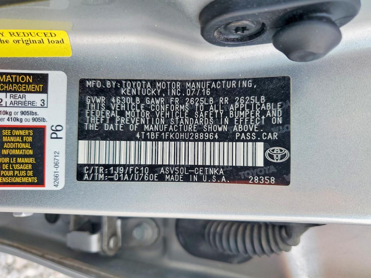 2017 Toyota Camry Le - zdjęcie 13