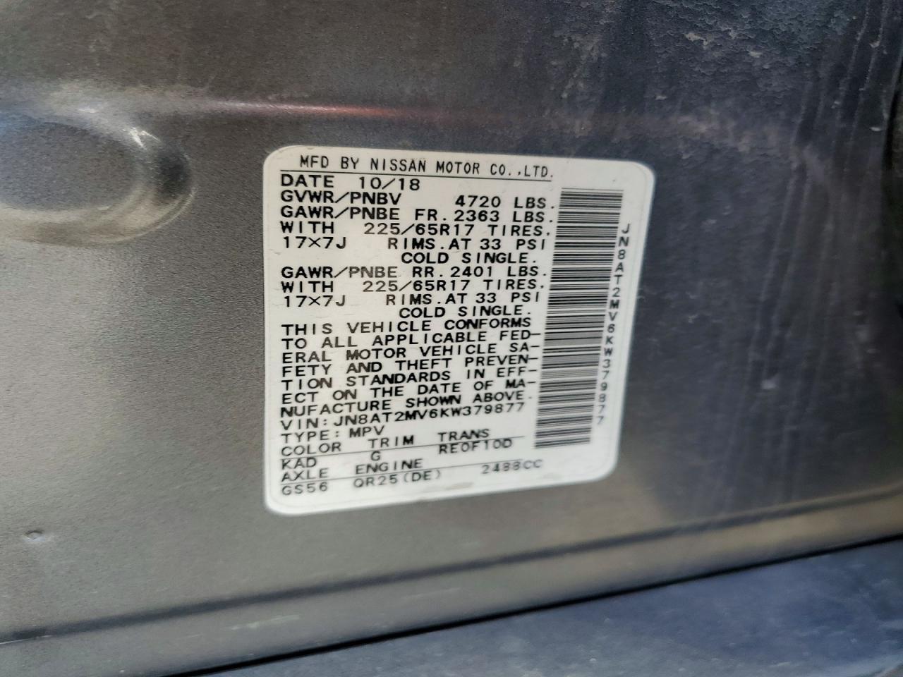 2019 Nissan Rogue Sv - zdjęcie 13