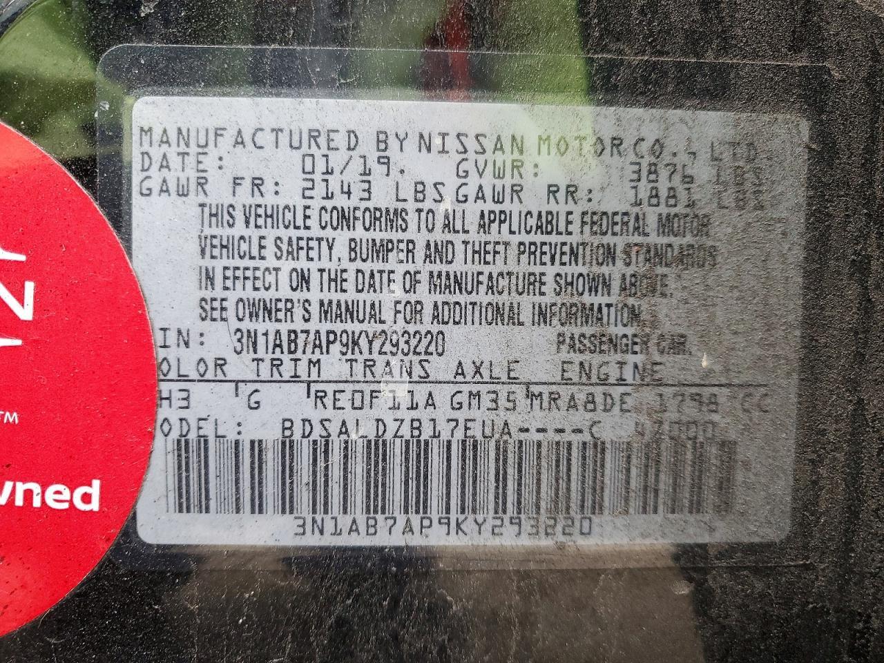 2019 Nissan Sentra S - zdjęcie 13