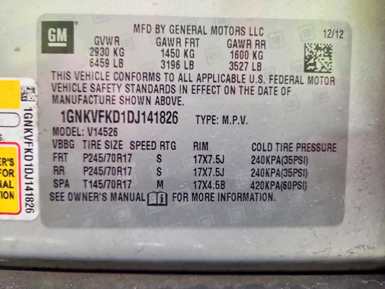 2013 Chevrolet Traverse Ls - zdjęcie 13