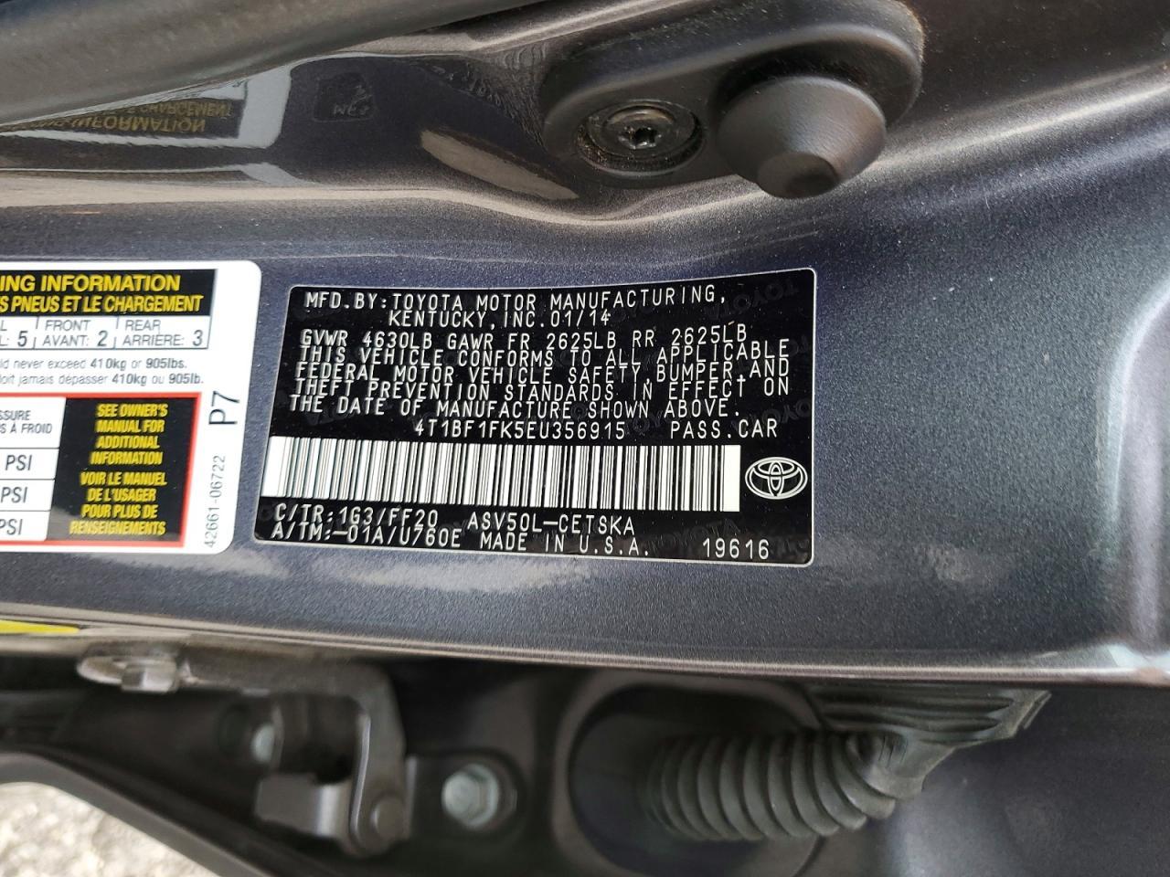 2014 Toyota Camry L - zdjęcie 12