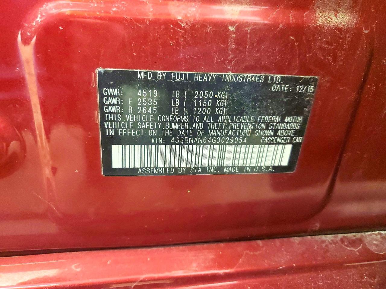 2016 Subaru Legacy 2.5I Limited - zdjęcie 12