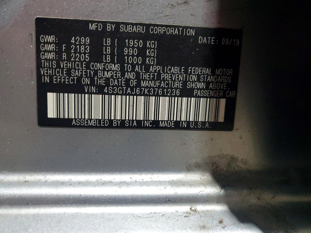 2019 Subaru Impreza Sport - zdjęcie 13