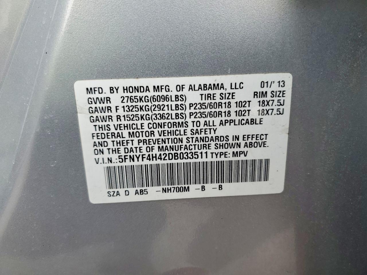 2013 Honda Pilot Ex - zdjęcie 13