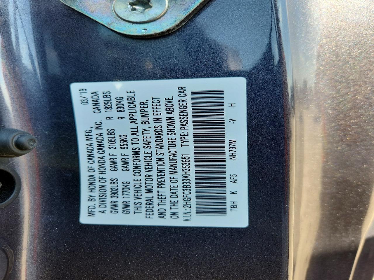 2019 Honda Civic Ex - zdjęcie 12