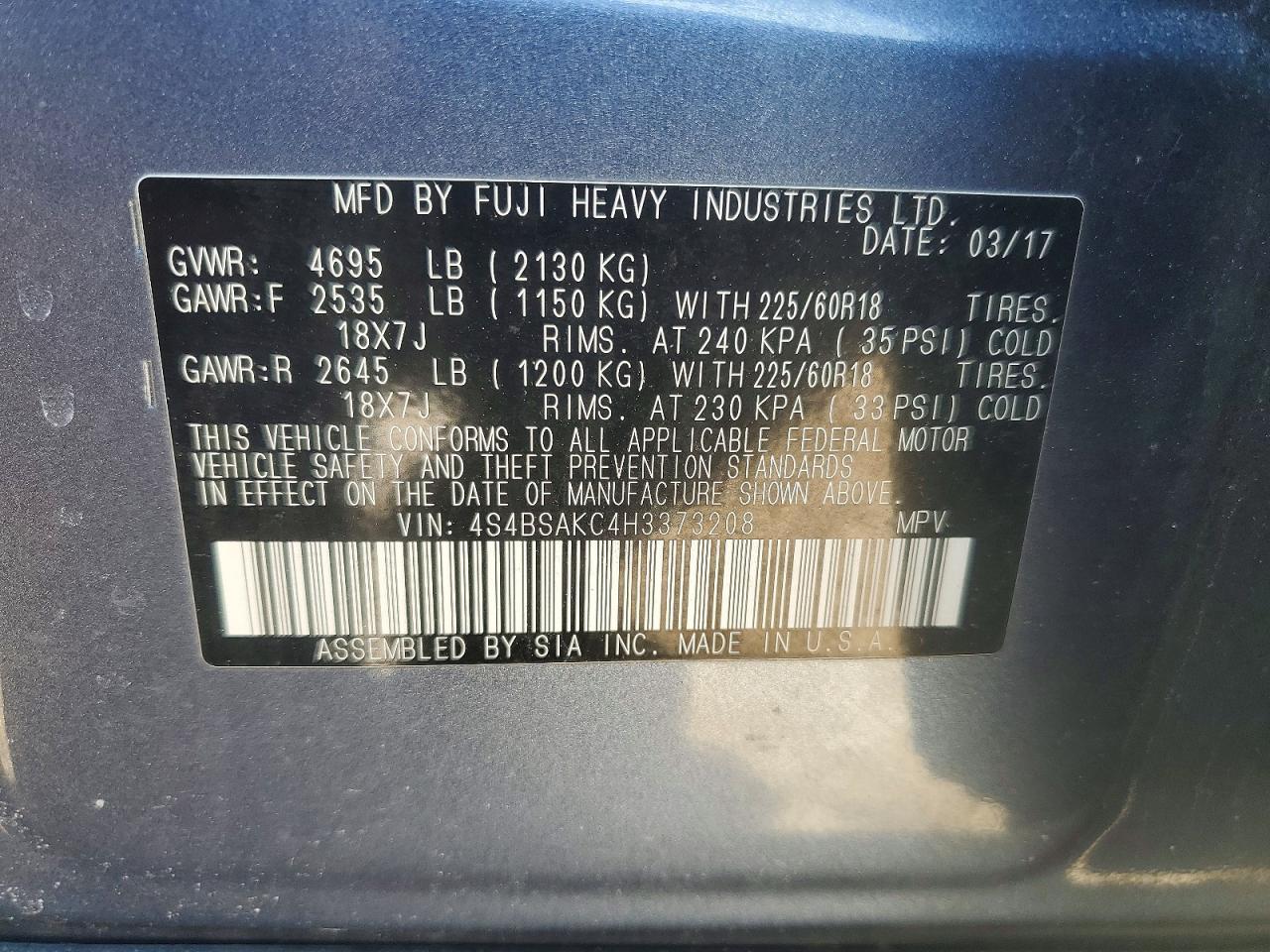 2017 Subaru Outback 2.5I Limited - zdjęcie 12