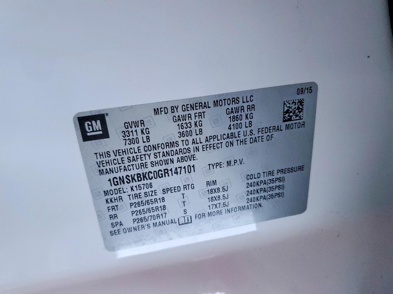 2016 Chevrolet Tahoe K1500 Lt - zdjęcie 13