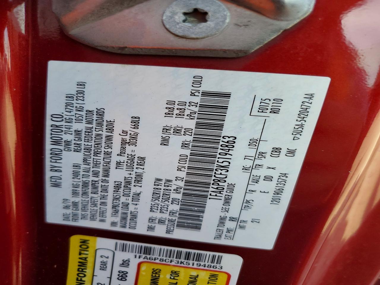 2019 Ford Mustang Gt - zdjęcie 12