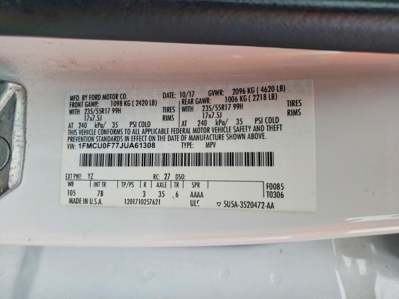 2018 Ford Escape S - zdjęcie 13