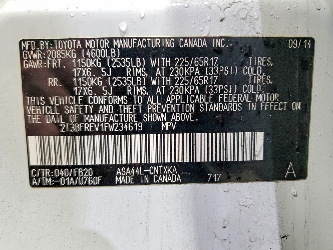 2015 Toyota Rav4 Le - zdjęcie 13