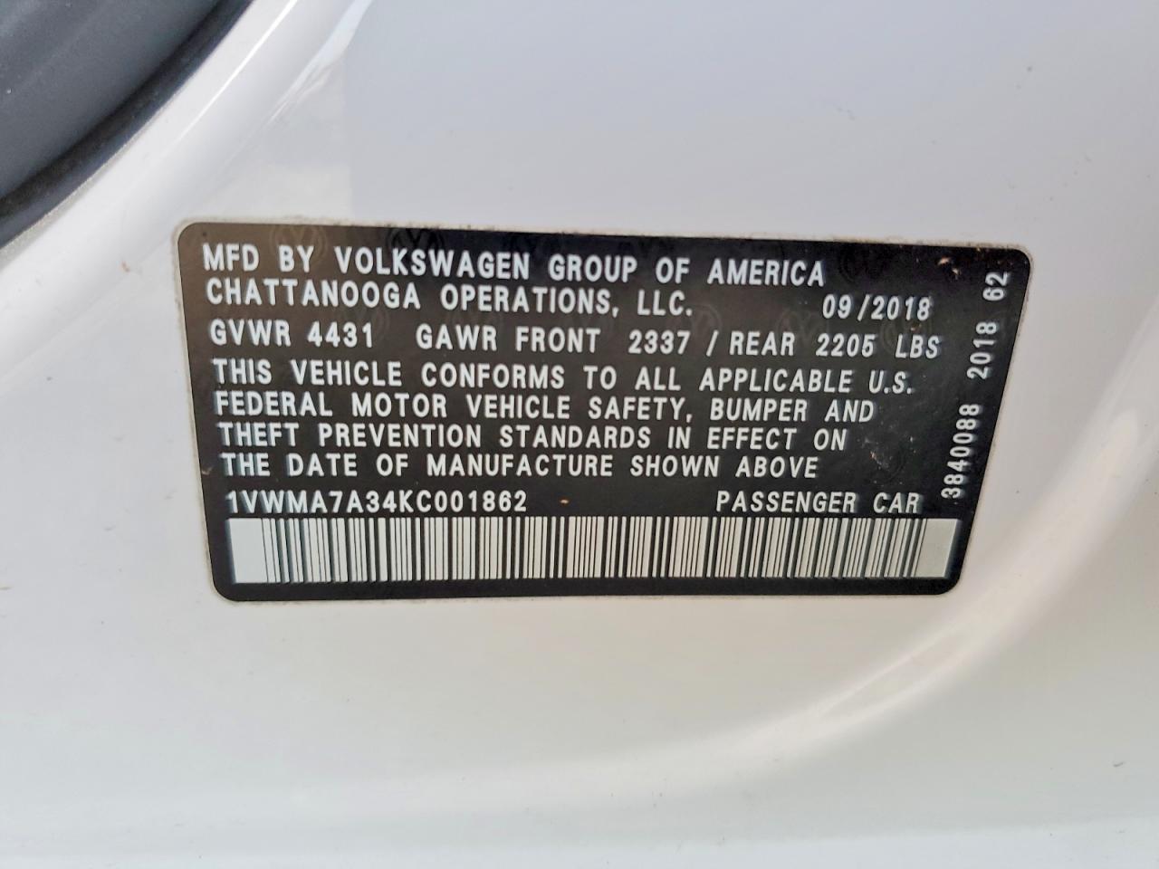 2019 Volkswagen Passat Se R-Line - zdjęcie 12