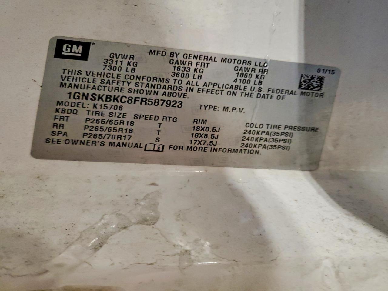 2015 Chevrolet Tahoe K1500 Lt - zdjęcie 13