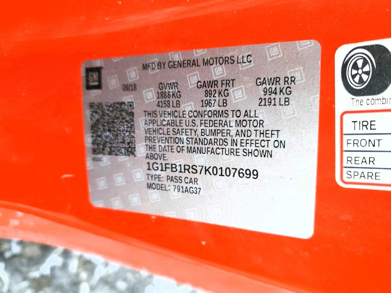 2019 Chevrolet Camaro Ls - zdjęcie 12