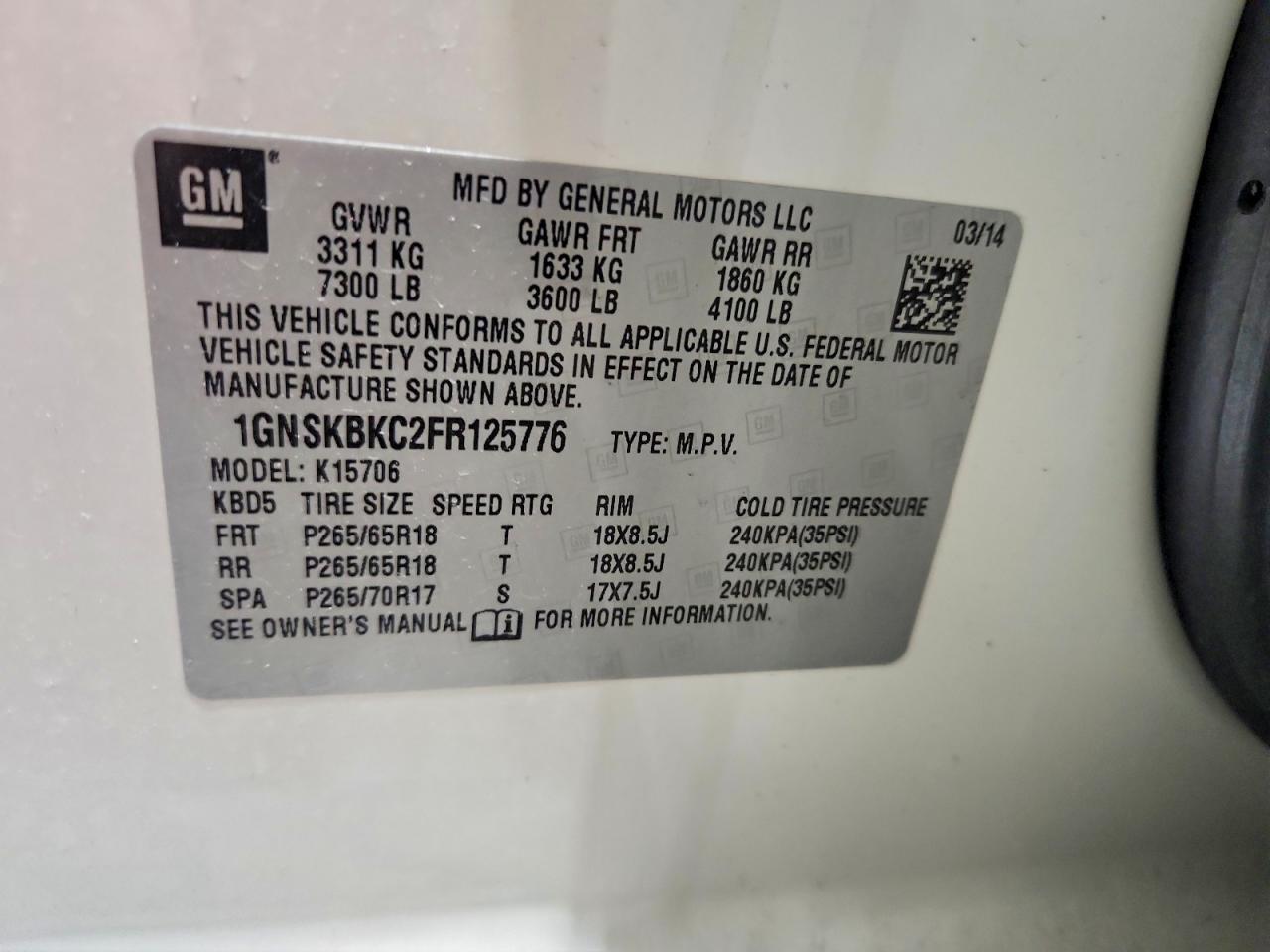 2015 Chevrolet Tahoe K1500 Lt - zdjęcie 13