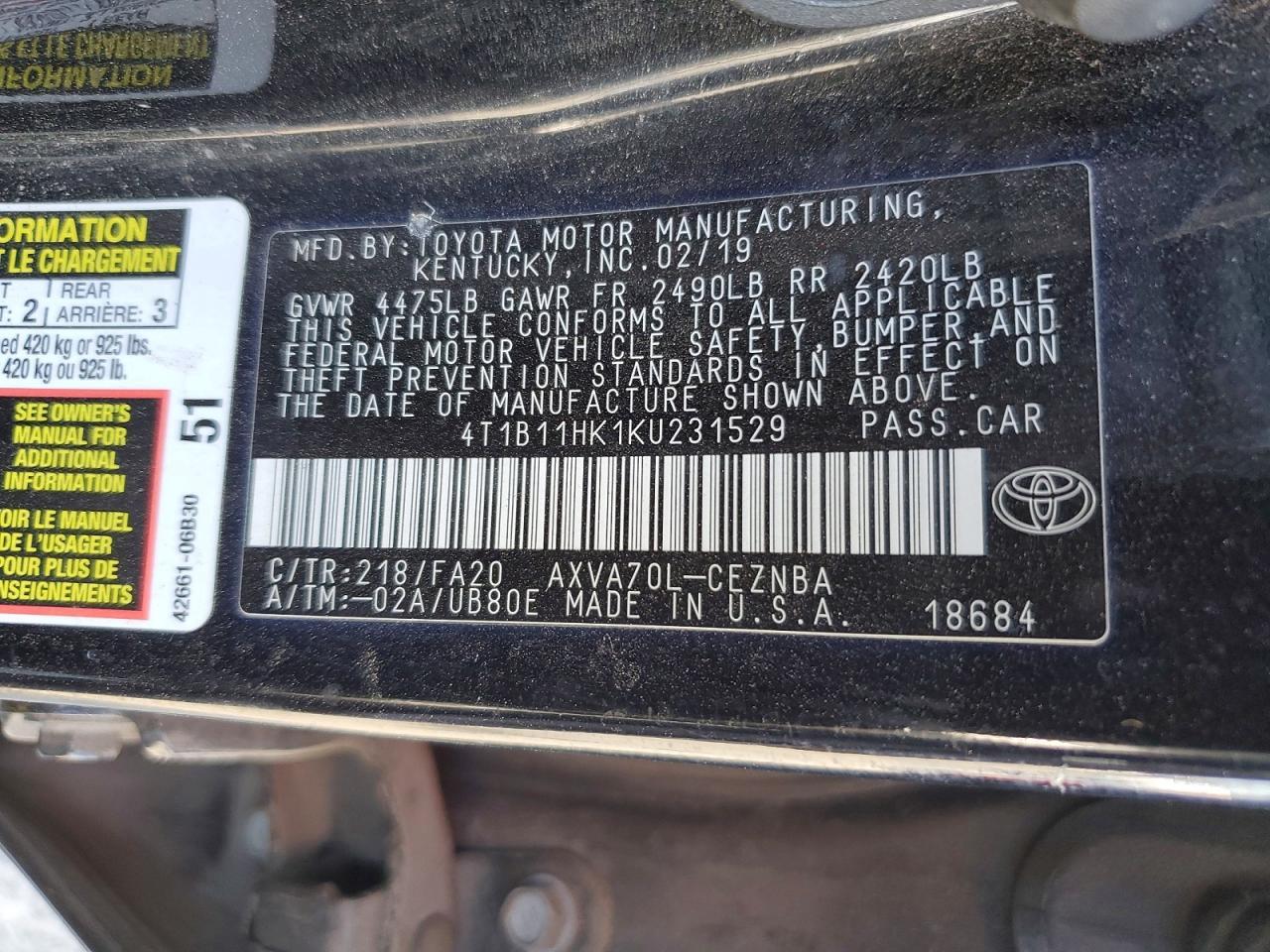 2019 Toyota Camry /Le/ - zdjęcie 13