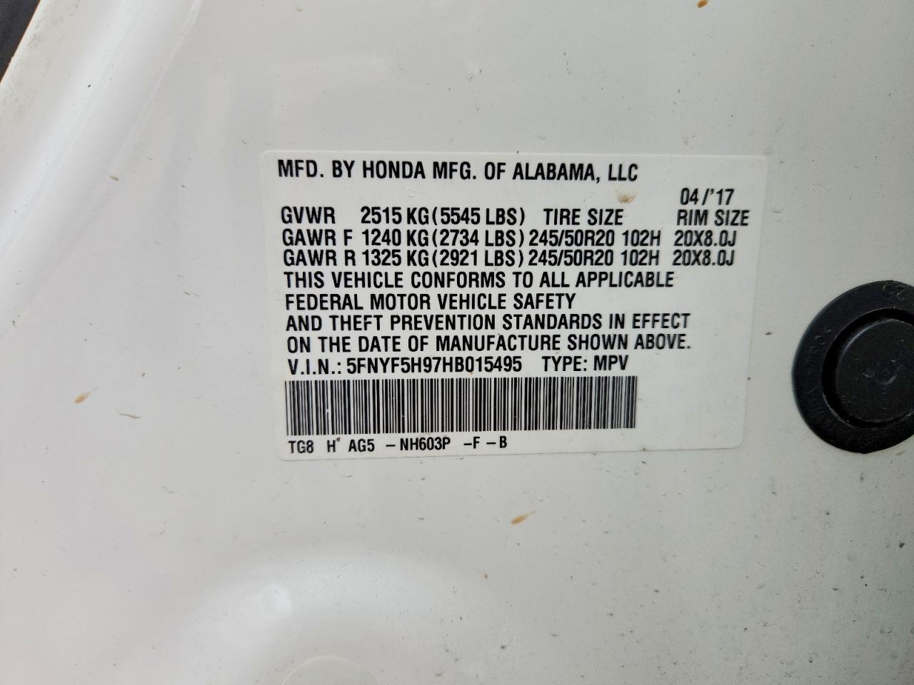 2017 Honda Pilot Touring - zdjęcie 13