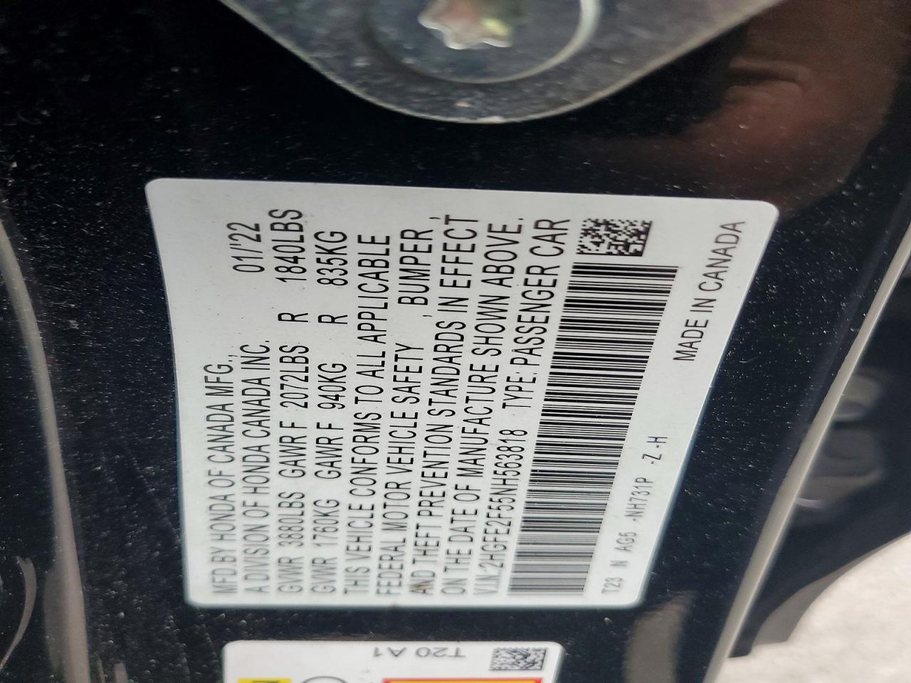 2022 Honda Civic Sport - zdjęcie 12