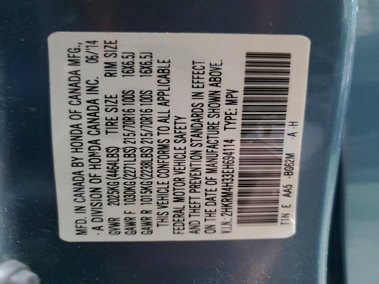 2014 Honda Cr-V Lx - zdjęcie 13