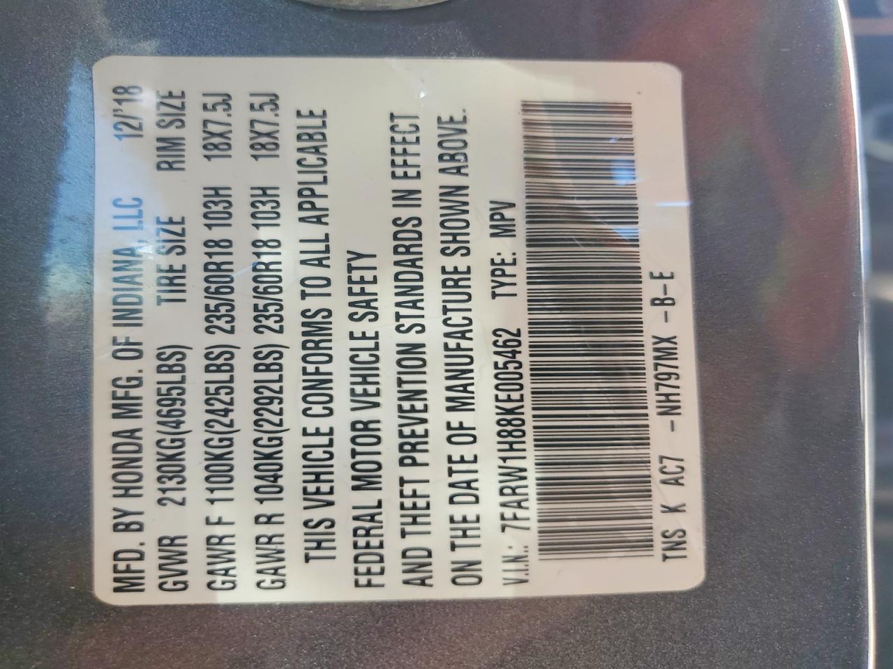 2019 Honda Cr-V Exl - zdjęcie 14