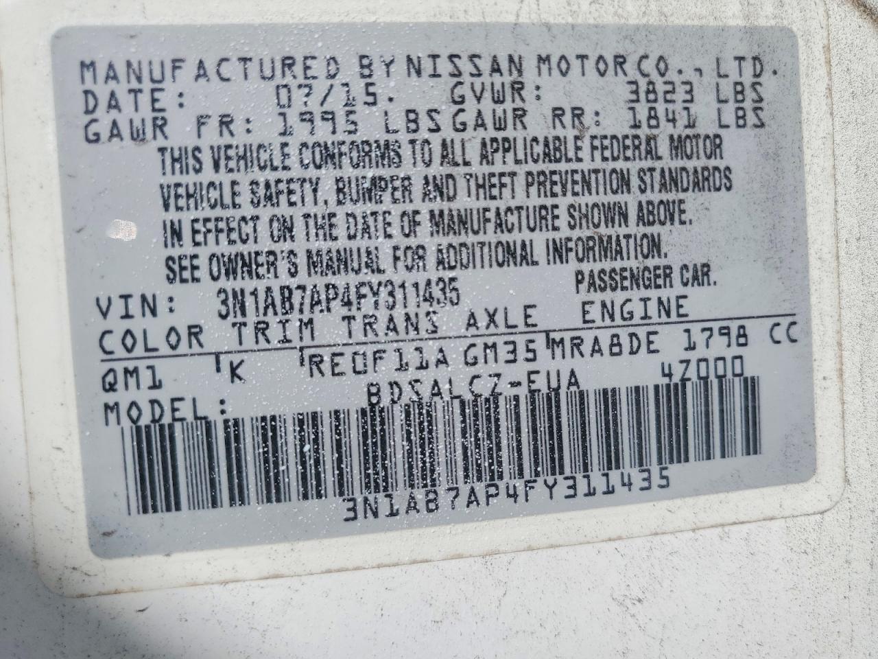 2015 Nissan Sentra S - zdjęcie 12