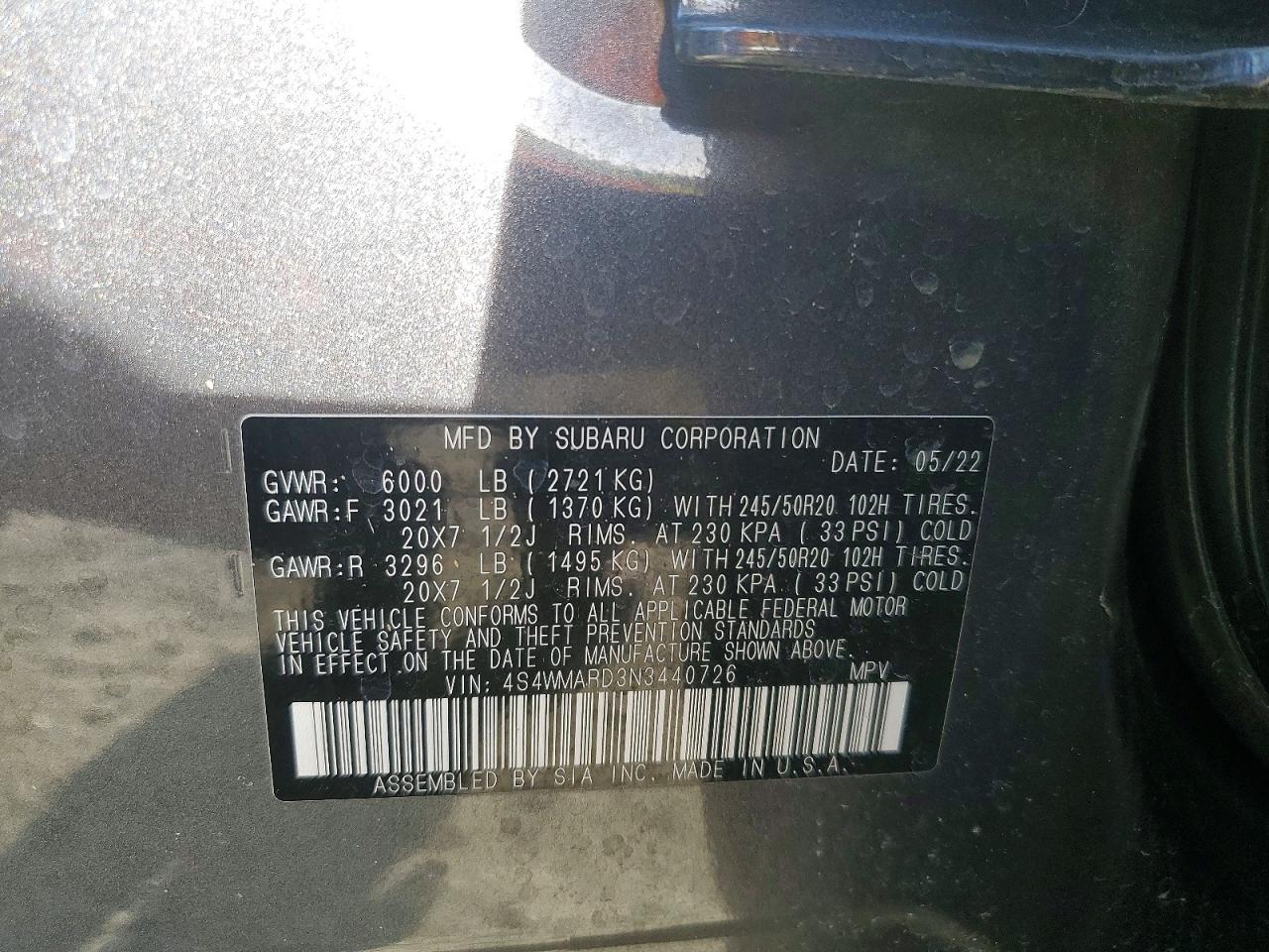 2022 Subaru Ascent Touring - zdjęcie 14