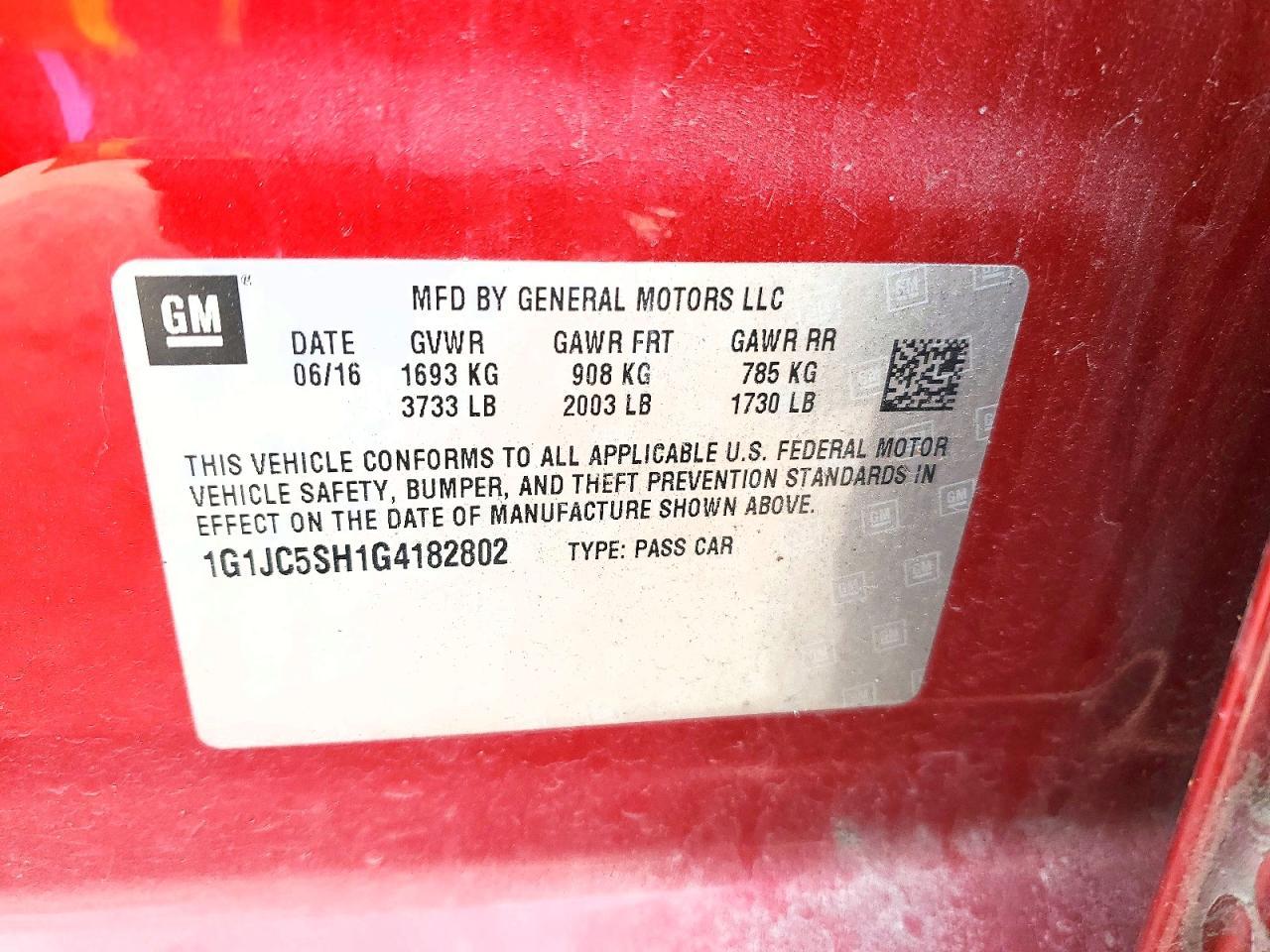 2016 Chevrolet Sonic Lt - zdjęcie 12