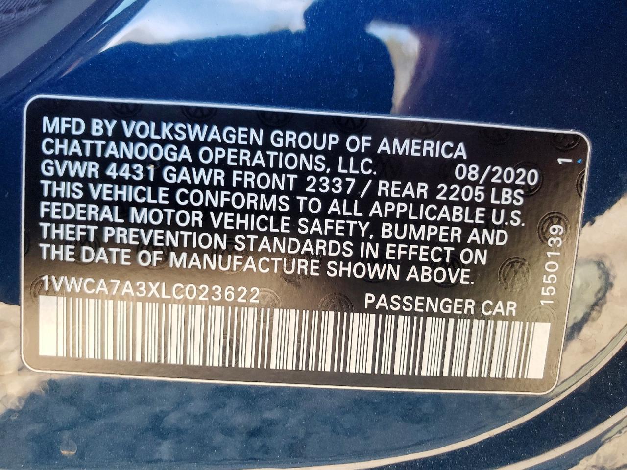 2020 Volkswagen Passat Sel - zdjęcie 12