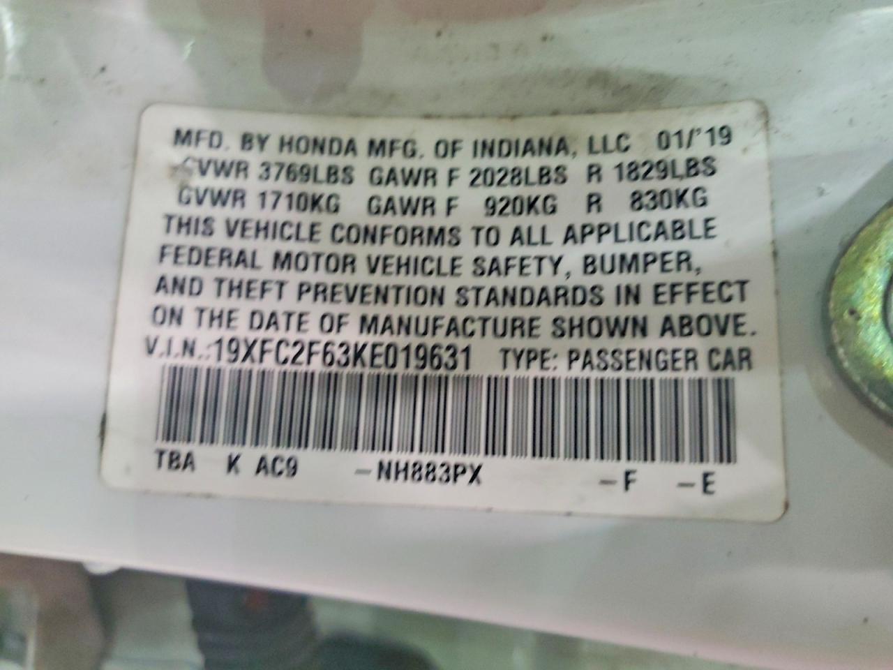 2019 Honda Civic Lx - zdjęcie 12