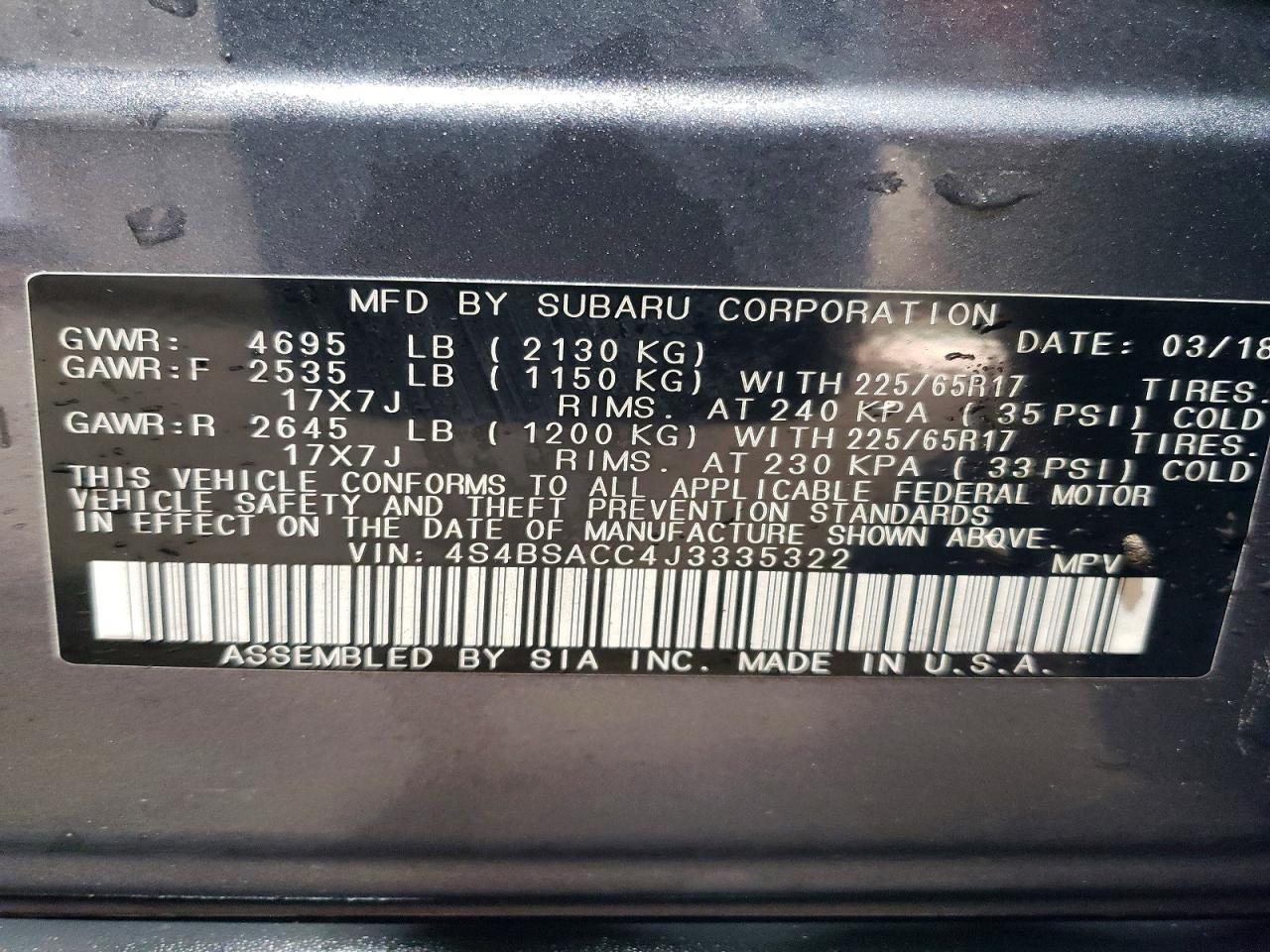 2018 Subaru Outback 2.5I Premium - zdjęcie 13