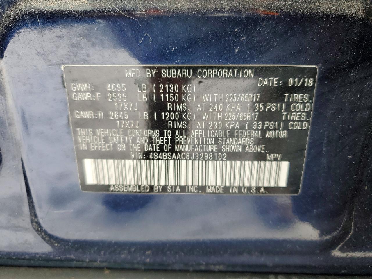 2018 Subaru Outback 2.5I - zdjęcie 12