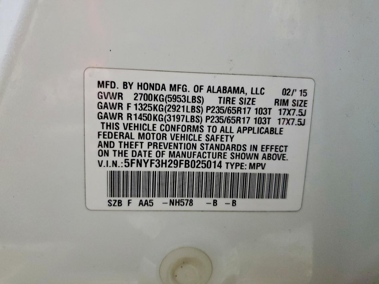 2015 Honda Pilot Lx - zdjęcie 13