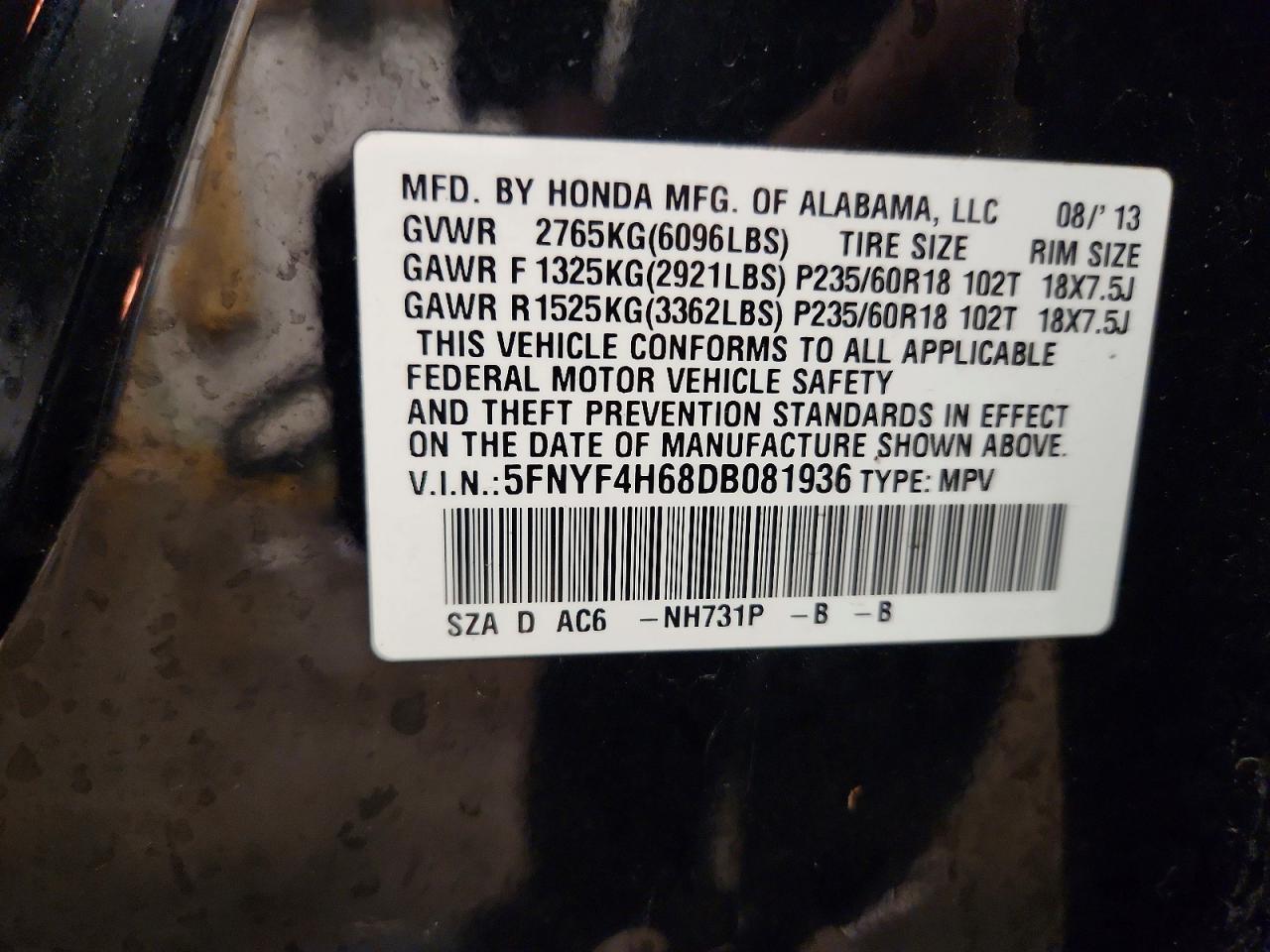 2013 Honda Pilot Exl - zdjęcie 13