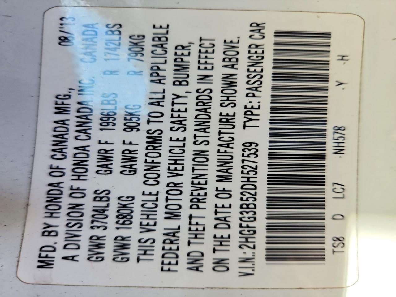 2013 Honda Civic Lx - zdjęcie 13