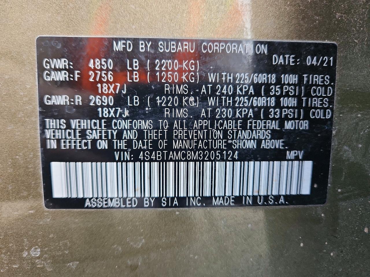 2021 Subaru Outback Limited - zdjęcie 13