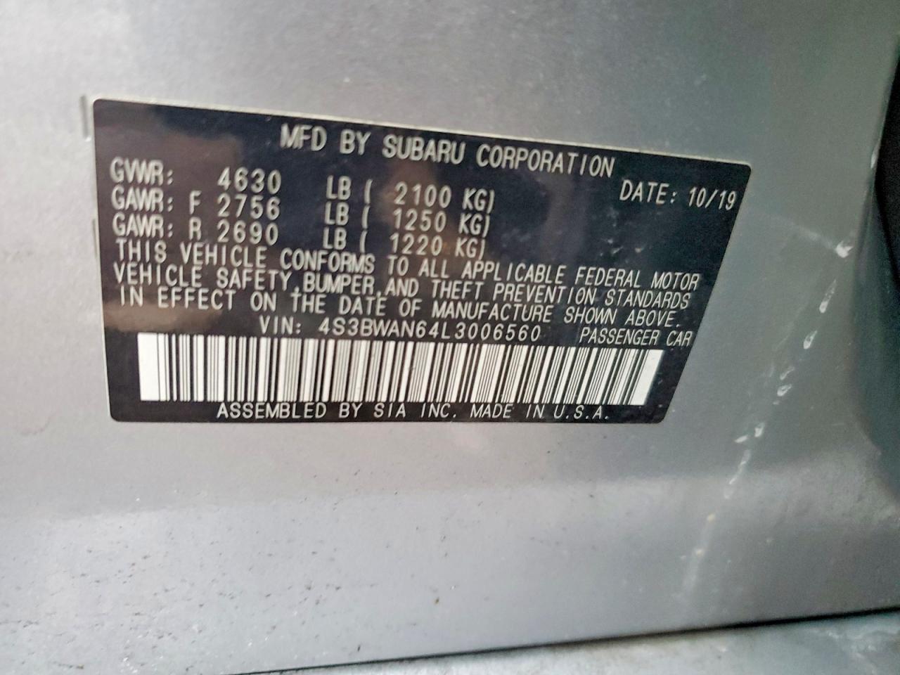 2020 Subaru Legacy Limited - zdjęcie 12