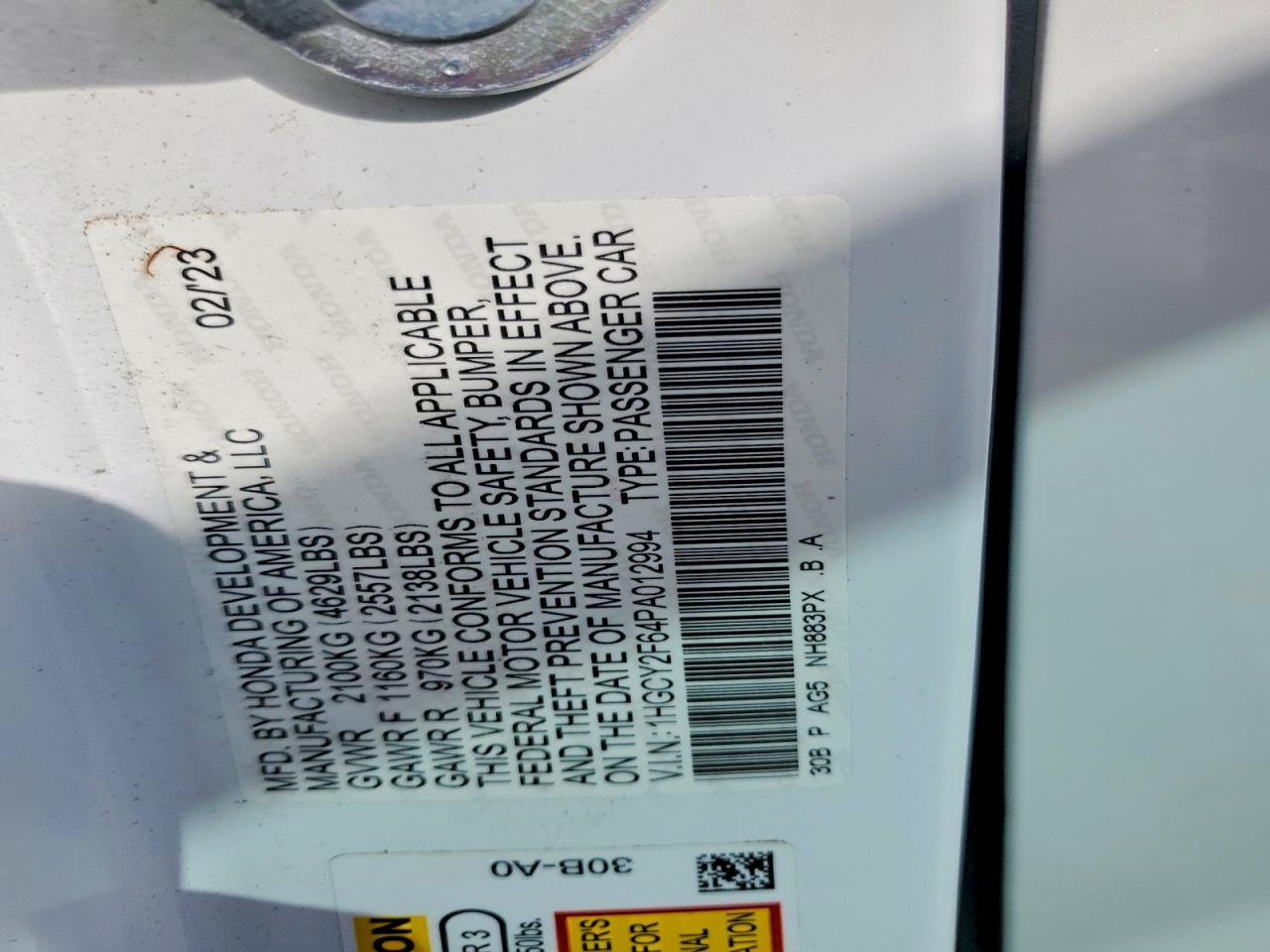 2023 Honda Accord Hybrid Exl - zdjęcie 12