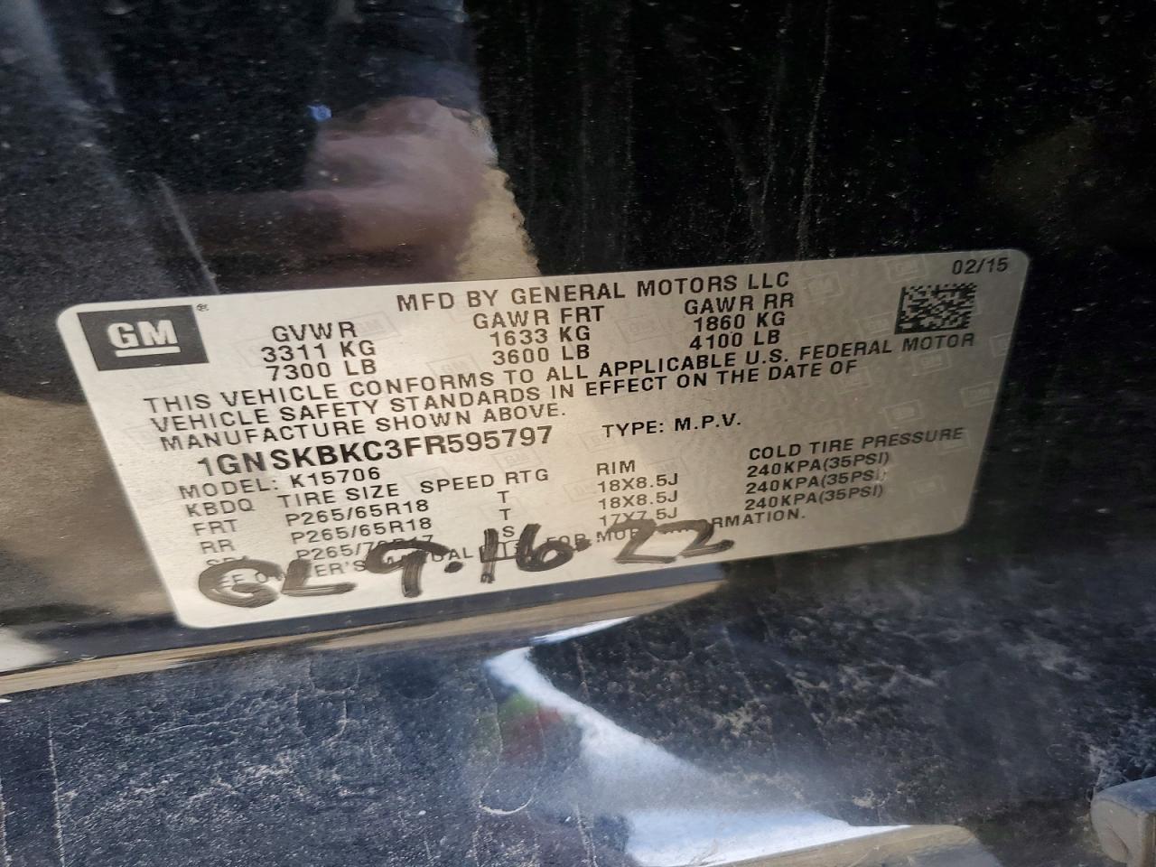 2015 Chevrolet Tahoe K1500 Lt - zdjęcie 13