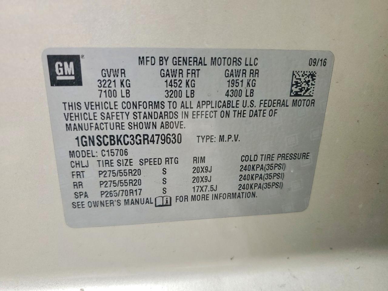 2016 Chevrolet Tahoe C1500 Lt - zdjęcie 13