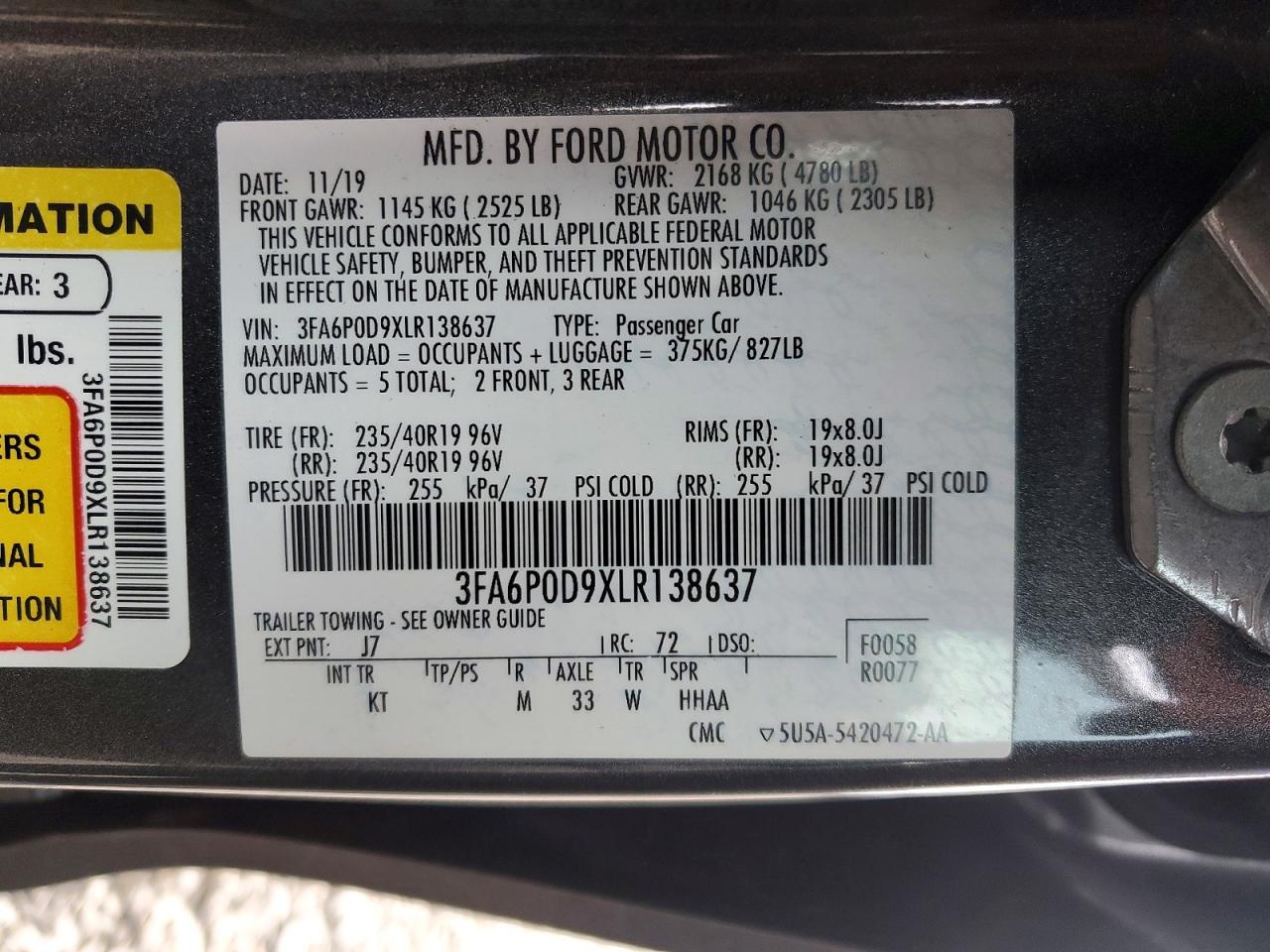 2020 Ford Fusion Titanium - zdjęcie 12