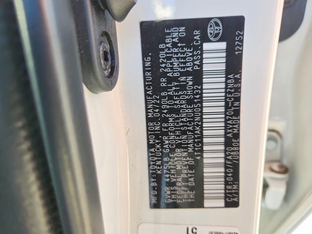 2022 Toyota Camry Le - zdjęcie 12