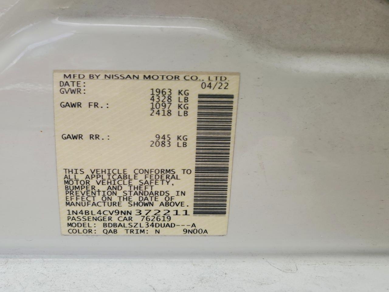 2022 Niss Altima Sr - zdjęcie 13