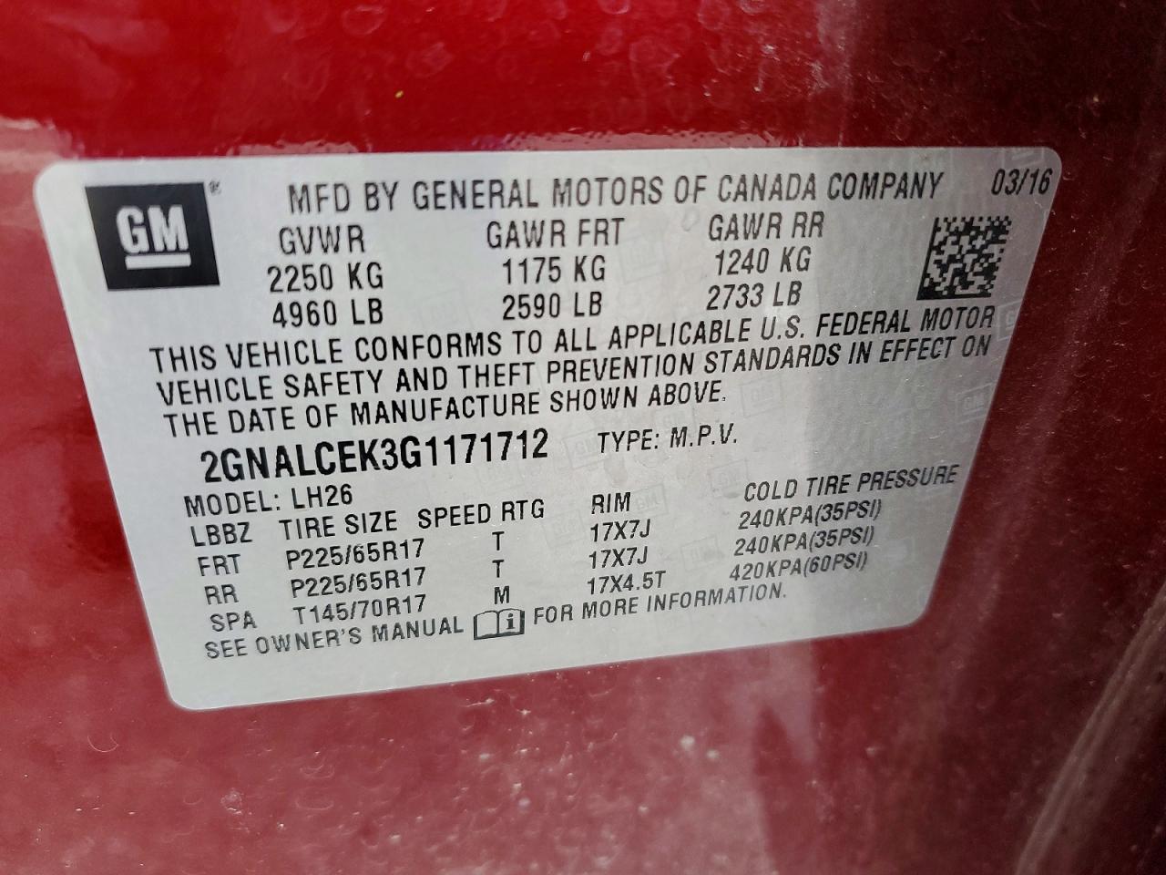 2016 Chevrolet Equinox Lt - zdjęcie 13