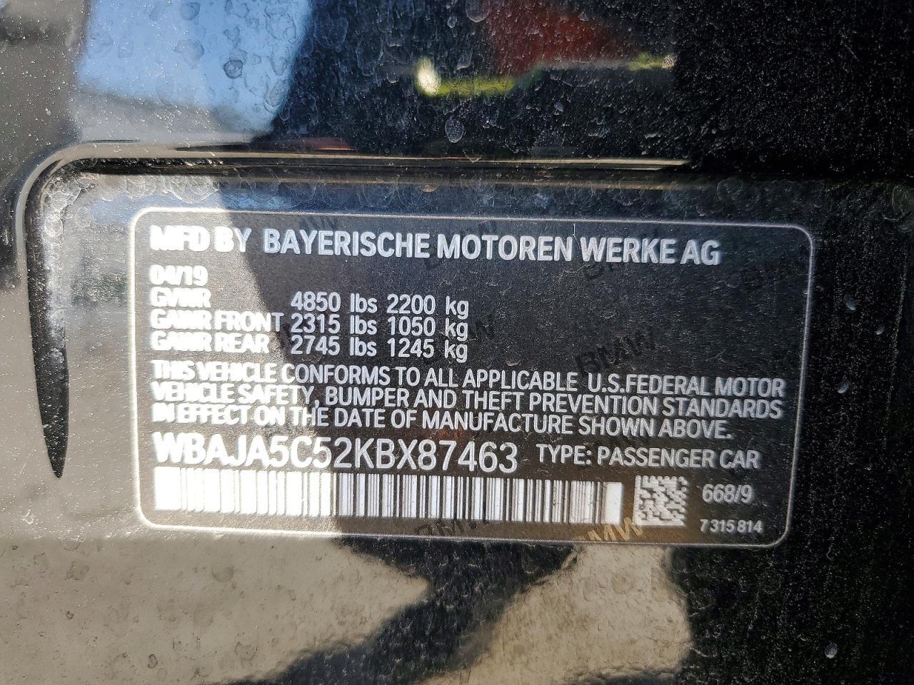 2019 BMW 530 I - zdjęcie 12