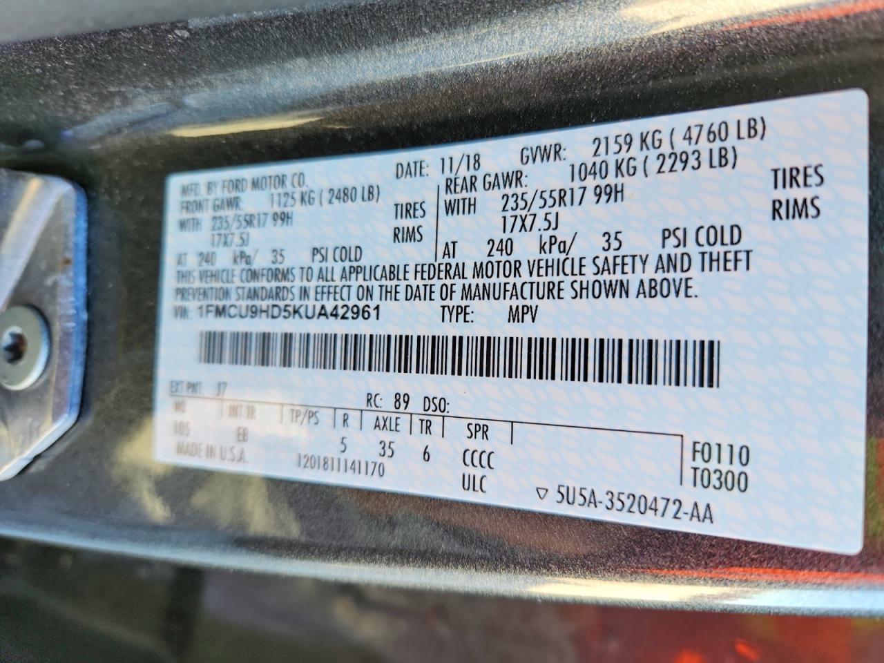2019 Ford Escape Sel - zdjęcie 13