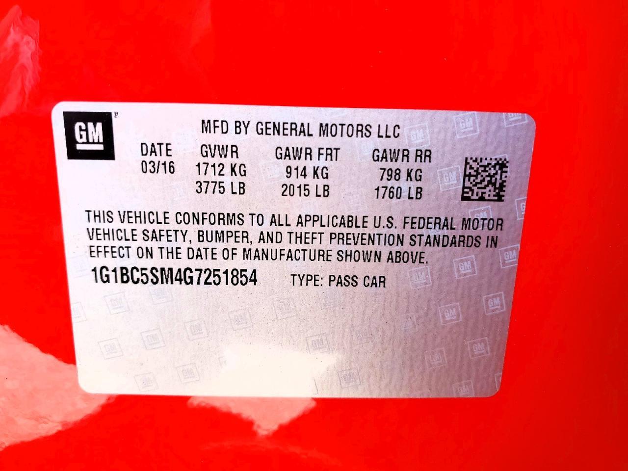 2016 Chevrolet Cruze Ls - zdjęcie 12