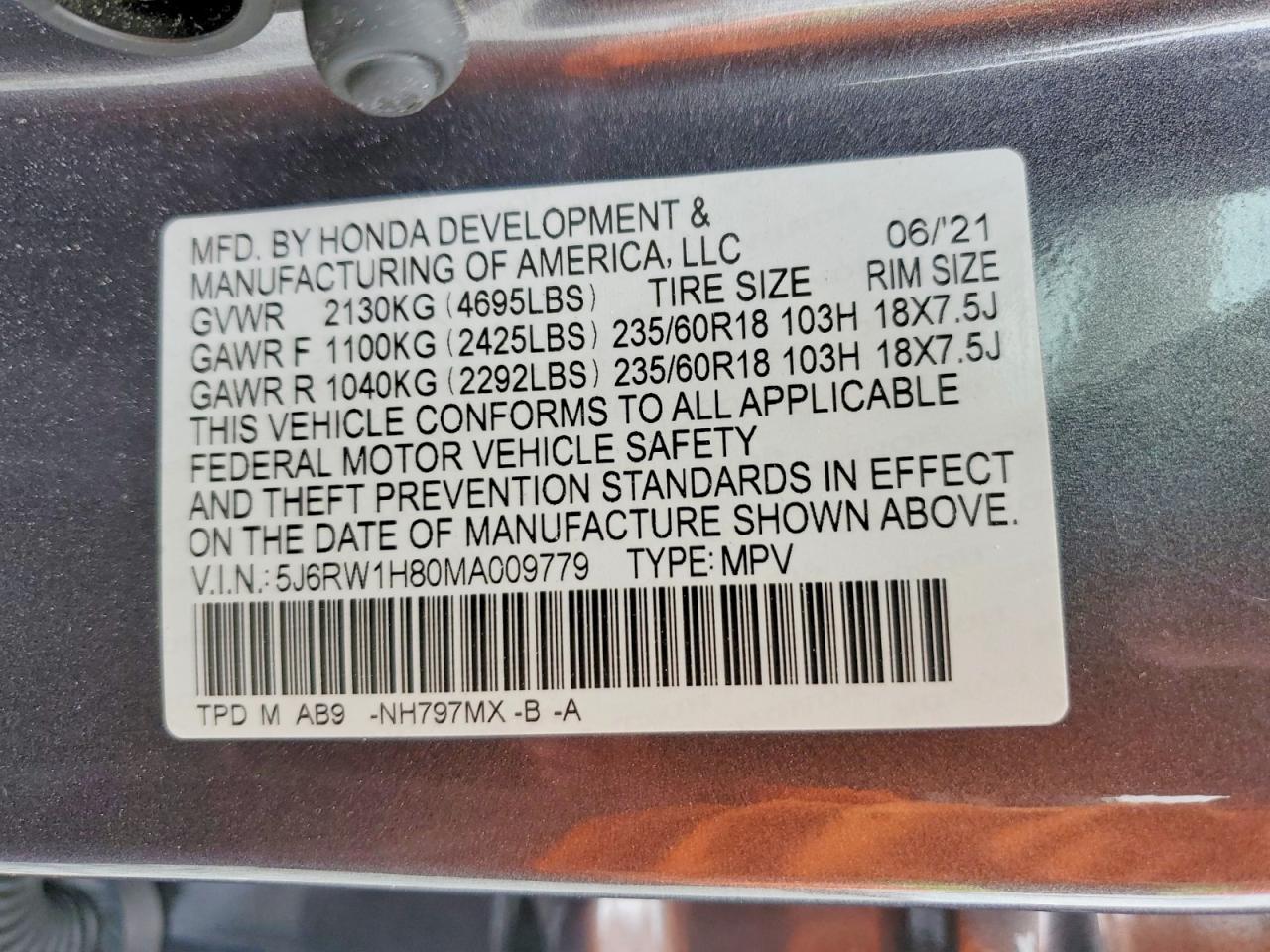 2021 Honda Cr-V Exl - zdjęcie 13