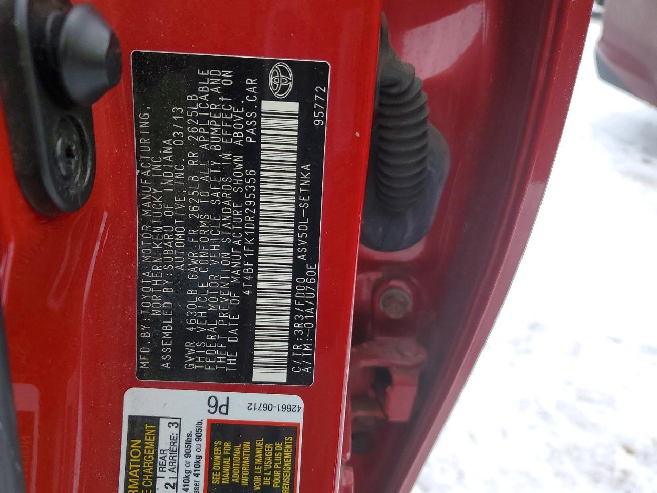 2013 Toyota Camry L - zdjęcie 12