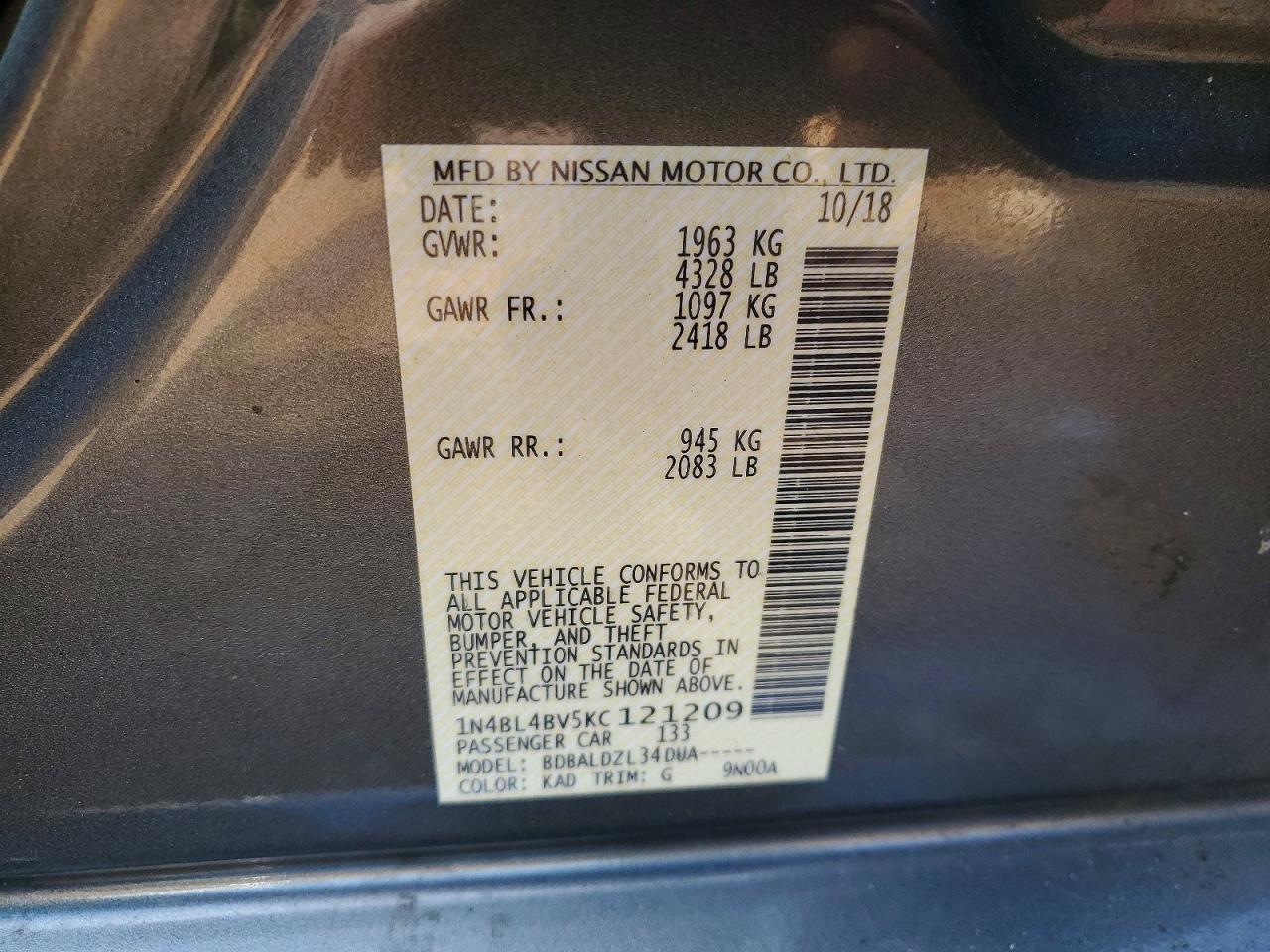 2019 Nissan Altima S - zdjęcie 13