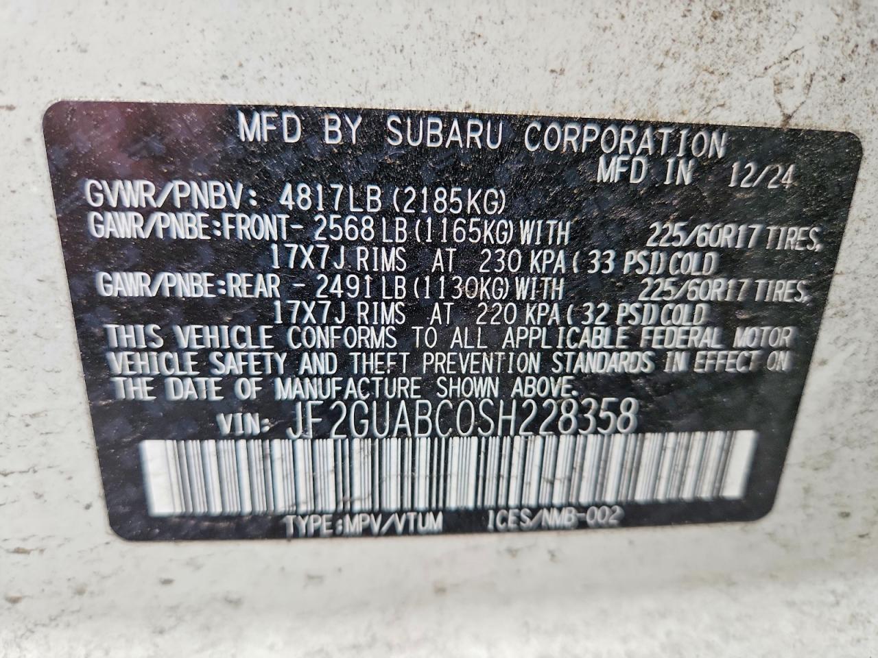 2025 Subaru Crosstrek Base - zdjęcie 13